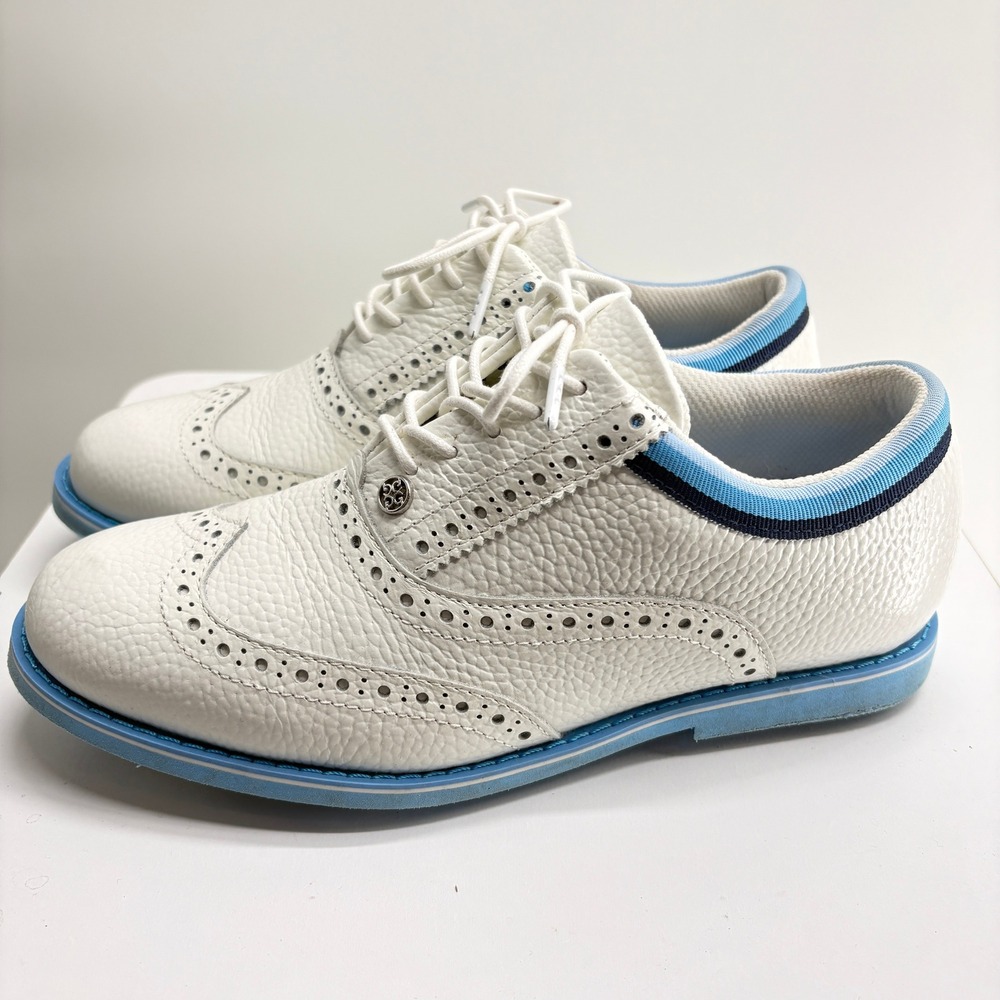 G/FORE Gallivanter Womens Golf Shoes White Blue Leather Wingtip G4LS21EF08 7.5 - Picture 4 of 13